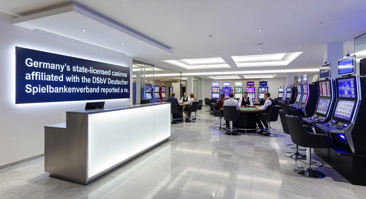 Foto der DSbV-Präsidentin Kerstin Kosanke bei einer Pressekonferenz, umgeben von Branchenvertretern und Grafiken mit Umsatzzahlen