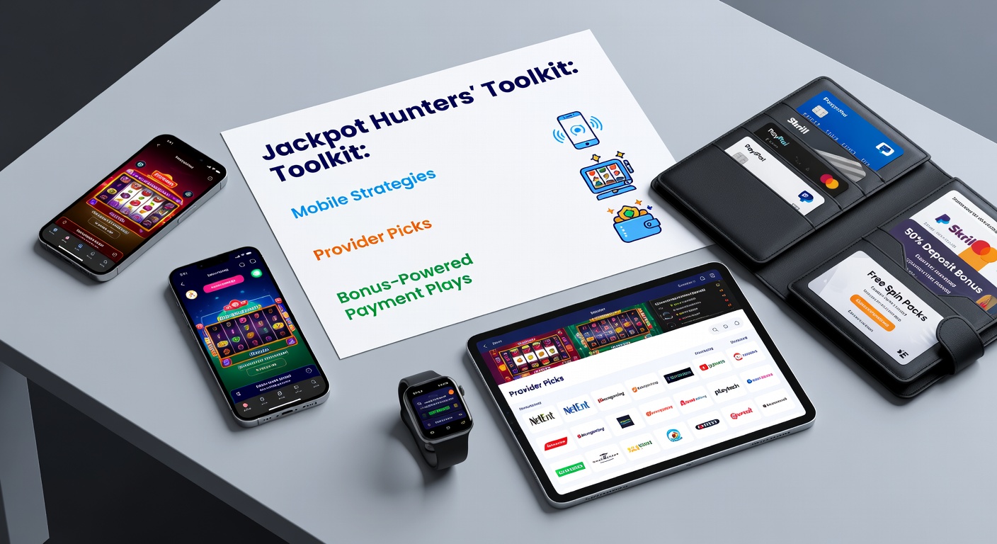 Vergleichstabelle mit Provider-Logos, Jackpot-Höhen und Mobile-Icons auf hellem Hintergrund